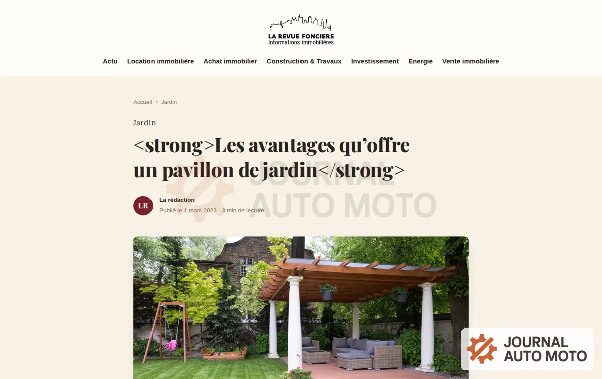 Capture : <strong>Les avantages qu’offre un pavillon de jardin</strong> | Revue Foncière